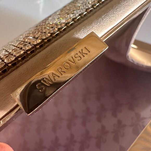 Genuine Swarovski Bag Authentic Swarovski Gold Clutch. - Picture 8 of 17